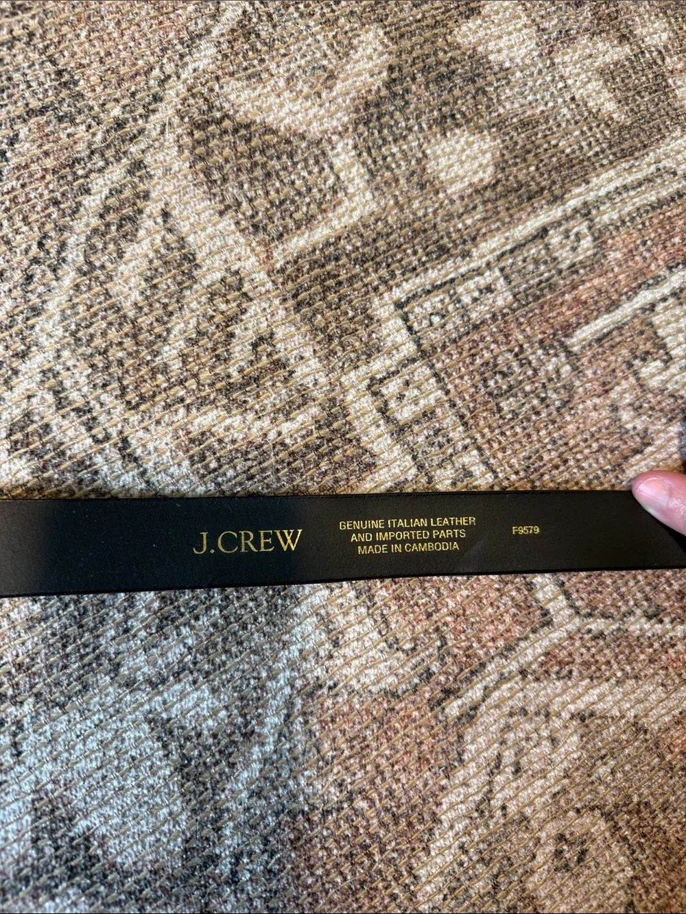 J. Crew Black Leather Belt with Gold-Tone Double-Prong Buckle